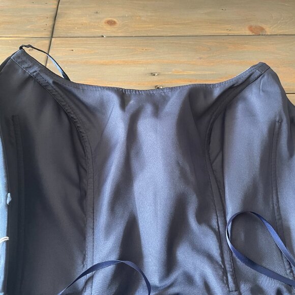 Beautiful Silk Navy Blue Dress Short Grad dress - Picture 2 of 7